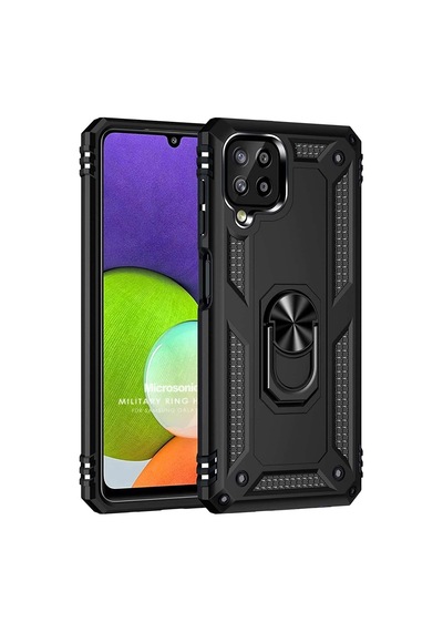 Samsung Galaxy M33 İçin Kılıf Military Ring Holder Siyah Galaxy M33 İle Uyumlu Kılıf - Siyah