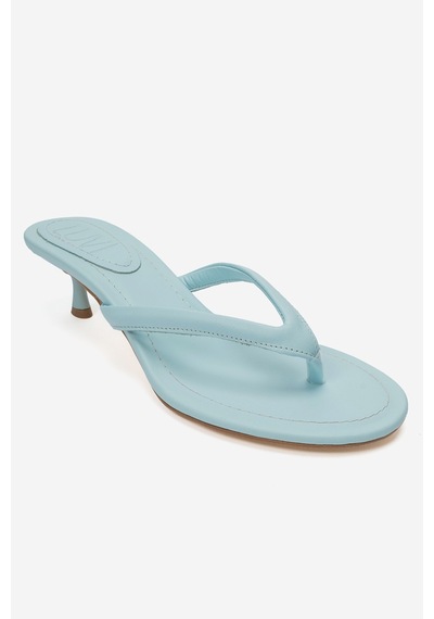 Luvi Shoes Norell Bebe Mavi Cilt Parmak Arası Kadın Topuklu Terlik