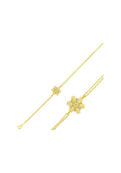 Kenpazar 925 Ayar Gümüş Gold Kar Tanesi Bileklik Gümüş