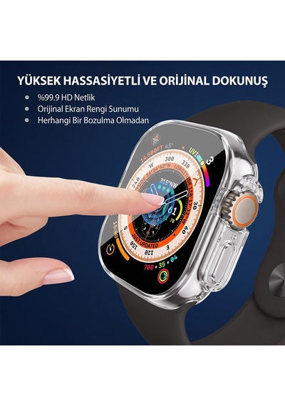 Caseonn Apple Watch Series 5 44mm Kılıf Ekran Korumalı 360 Tam Koruma Siyah