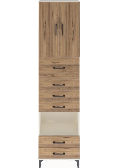 Arges Dolap 3 Raflı 6 Çekmeceli 2 Kapaklı 60x30x243 Aytaşı-çam Aytaşı