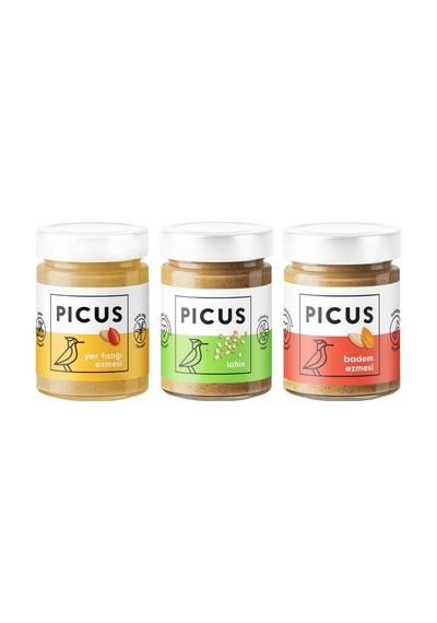 Picus Yer Fıstığı Ezmesi 300 G + Badem Ezmesi 195 G + Tahin 285 G