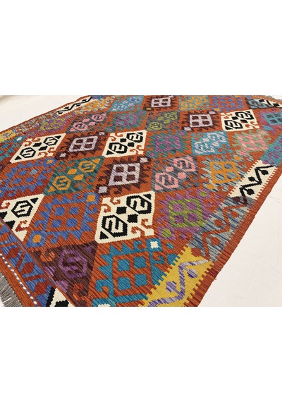 El Dokuma Afgan Kilim 100% Yün Kök Boya Elsanat Eserı İle Harıka Desenlı Model Çok Renkli