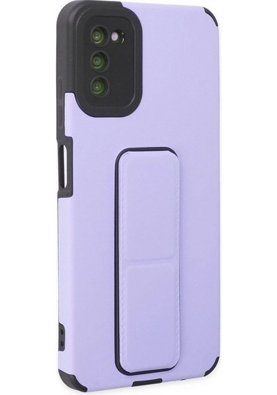 Samsung Galaxy A03s Kılıf Mega Standlı Silikon - Lila