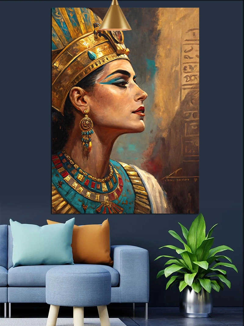 Mısır Kraliçesi Nefertiti Portresi Dekoratif Kanvas - Mdf Ahşap Tablo