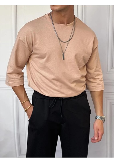 Modefendi İki İplik Fakir Kol Oversize Tshirt Giri