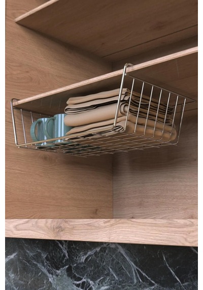 Paslanmaz Dayanıklı Kanguru Raf, Çok Amaçlı Sepet, Raf Ve Dolap Düzenleyici Metal 35 X 26 Bej Diğer