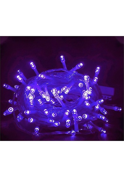 Mor Renk Yılbaşı Ağacı Doğum Günü Parti Led Işık 8 Animasyonlu 100 Ledli 10 Metre Fişli - Mor
