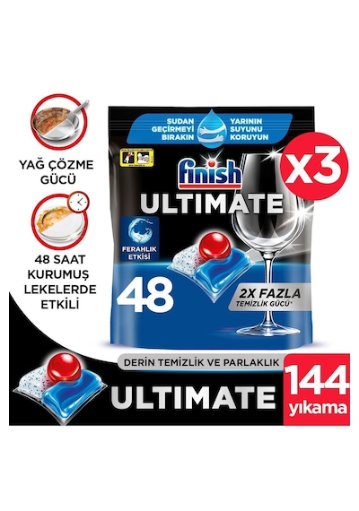 Finish Ultimate Bulaşık Makinesi Deterjanı Kapsül Tablet 144 Adet (48 x 3)