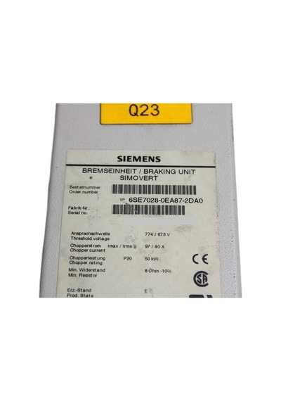 6se7028-0ea87-2da0 Sıemens Sımovert Brakıng Unıt 2.el