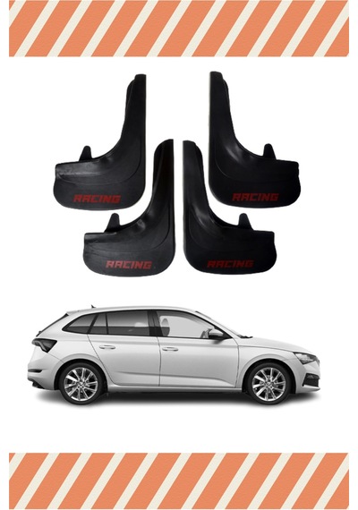 Skoda Scala Racing Yazılı 4'Lü Tozluk Çamurluk Paçalık