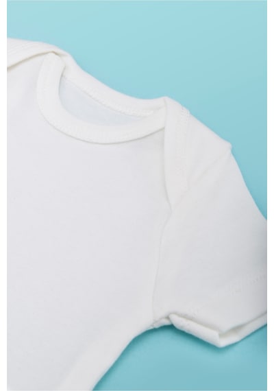 Novibaby 5'li Bebek Body Zıbın Çıtçıtlı Kısa Kol Ekru 100% Pamuk 1-3 Ay Ekru