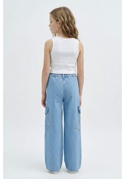 Defacto Kız Çocuk Wide Leg Kargo Geniş Paça Jean Pantolon E5879a825aunm28 Mavi