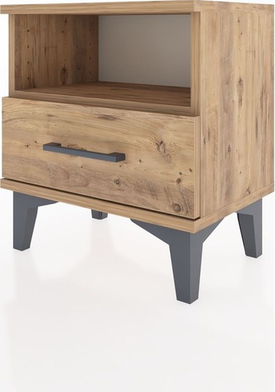 Arges Komodin Tek Raflı Tek Çekmeceli 44x30x48 Çam-çam Çam
