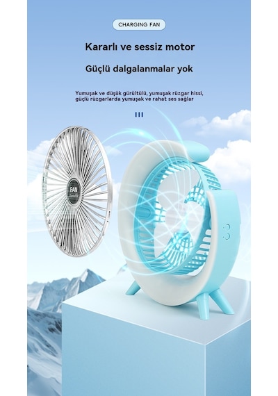 Usb Masaüstü Fanı Şarj Edilebilir Döngü Yüksek Rüzgar Fanı 000-açık Pembe