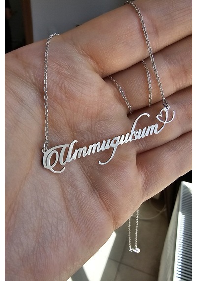 925 Ayar Gümüş Kalp Figürlü İsimli Kolye