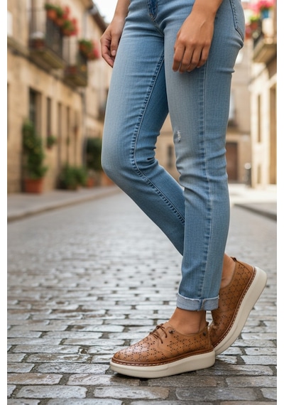 Dosa Shoes Kadın Ortapedik Deri Ayakkabı-taba Taba