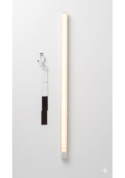 Hareket Sensörlü Şarjlı Led Dolap-çekmece-aydınlatma Işığı - Sıcak Sarı Işık-50 Cm Sıcak Işık