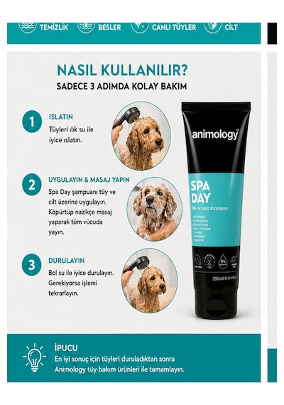 Animology Spa Day Skin & Coat Cildi Ve Kürkü Besleyici Ve Tüy Yapısını Onarıcı Köpek Şampuanı 250 Ml