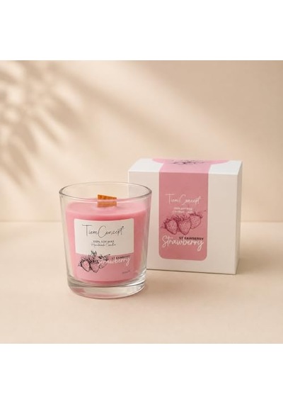 Kokulu Ahşap Fıtıllı 100 Soya Mum - Şeffaf Bardak Kırmızı Renkli Aromaterapi 150cc Diğer