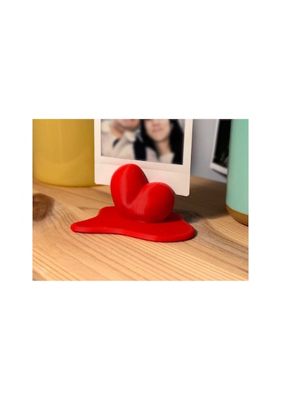 Erimiş Kalp Figürlü 3d Baskılı Polaroid Fotoğraf Standı - Romantik Fikri Kırmızı 2 adet