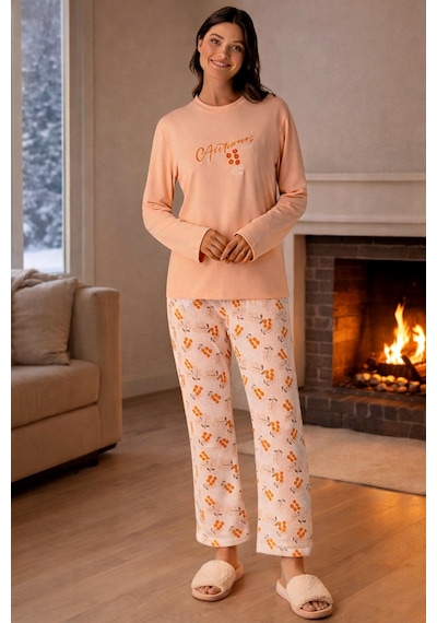 Remsa Kadın Termal Uzun Kol Pijama Takımı 4759 Somon01 Somon01