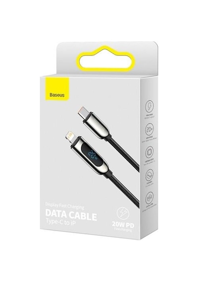 Baseus CATLSK-01 20W Dijital Göstergeli Type-C Lightning Hızlı Şarj Kablosu 1 M