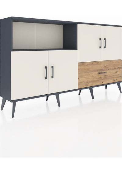 Arges Konsol 4 Raflı Tek Çekmeceli 4 Kapaklı 176x30x99 Antrasit-a Antrasit-aytaşı/çam Arges Konsol 4 Raflı Tek Çekmeceli 4 Kapaklı 176x30x99 Antrasit-a Antrasit-aytaşı/çam