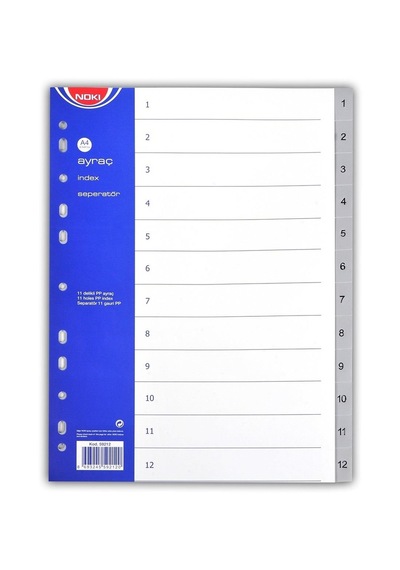 Noki Seperatör 1-12 Rakamlı Plastik A4 Plastik Dosya Ayıraç Seperatör