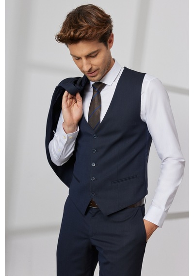 Ac&Co / Altınyıldız Classics Erkek K.lacı Slim Fit Dar Kesim Mono Yaka Desenli Yelekli Takım Elbise K.lacı Koyu Lacivert Ac&Co / Altınyıldız Classics Erkek K.lacı Slim Fit Dar Kesim Mono Yaka Desenli Yelekli Takım Elbise K.lacı Koyu Lacivert