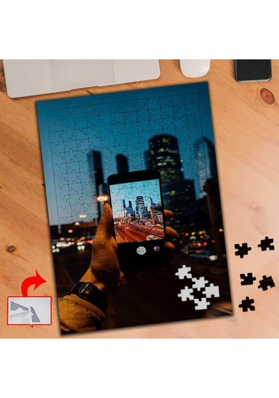 Telefon Çekim, Gece, Şehir 240 Parça Puzzle Yapboz Tablo-176a