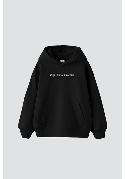 Startmore The Two Crowns Baskılı Oversize Unisex Premium Beyaz Siyah