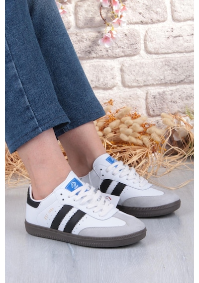 Fort Cool Angola Rahat Esnek Kadın Sneaker Ayakkabı Beyaz - Siyah