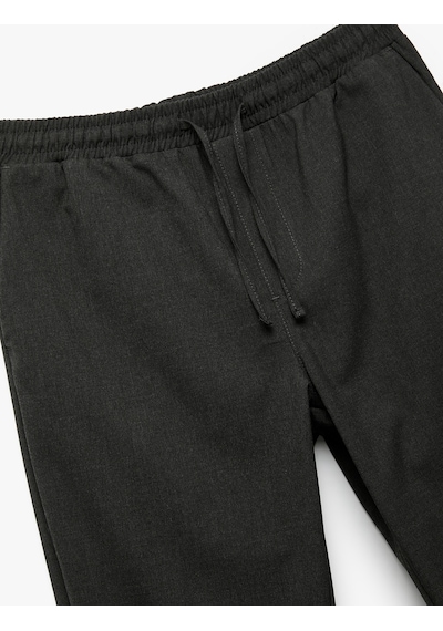 Koton Beli Bağcıklı Katlamalı Paça Cep Detaylı Slim Fit Pantolon Gri 6wam40038hw Gri