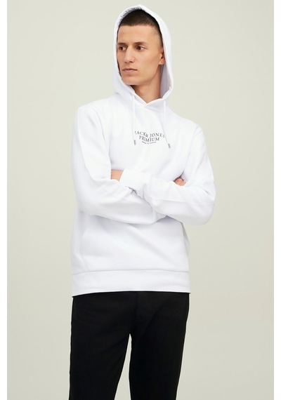 Jack & Jones Erkek Kapüşonlu Sweatshirt Jprbluarchıe 63412216335 Beyaz