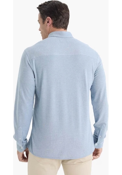Defacto Regular Fit Polo Yaka Penye Uzun Kollu Gömlek E8067ax25aube422 Mavi