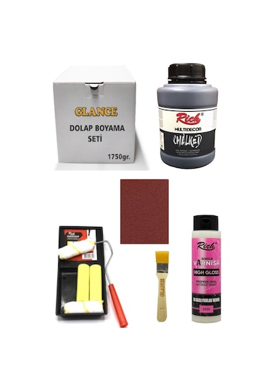 Rich Dolap Boyama Seti Multi Decor Chalked 1750 Gr Antrasit Hıgh Gloss Vernik Parlak 500 Cc