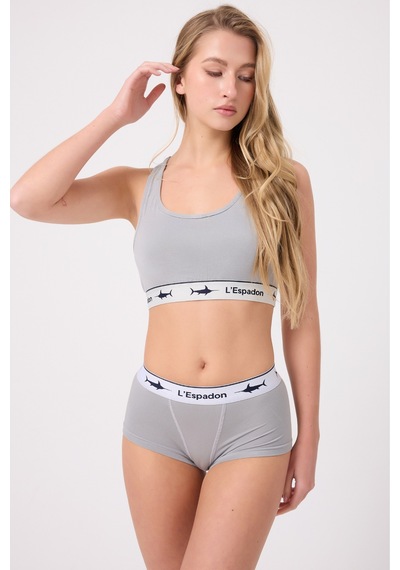 Athleshorts Yüksek Bel Kadın Kısa Boxer Şort-3264 Gri