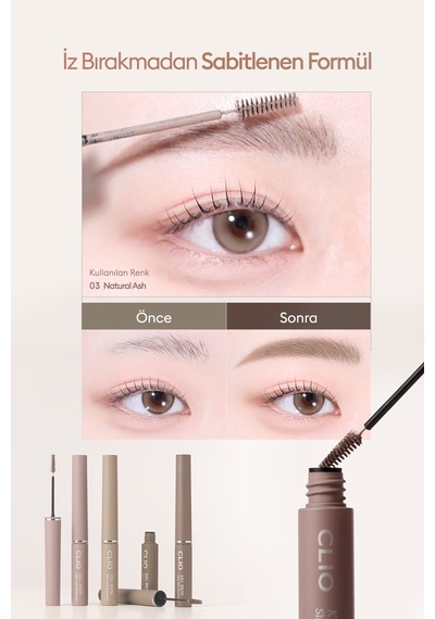 Ultra İnce Fırçalı, Yoğun Pigmentli Kaş Maskarası Clıo Kill Brow Slim Ash Browcara 01 Ash Pink 98670582