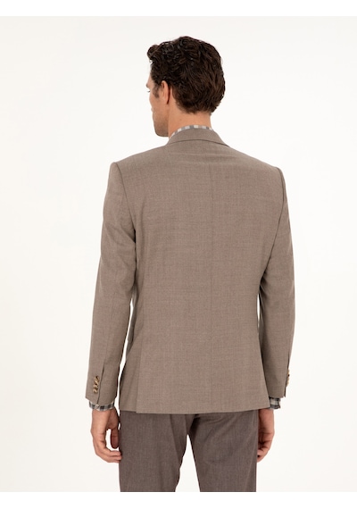 Cacharel Camel Slim Fit Yün Karışımlı Ceket Kahverengi