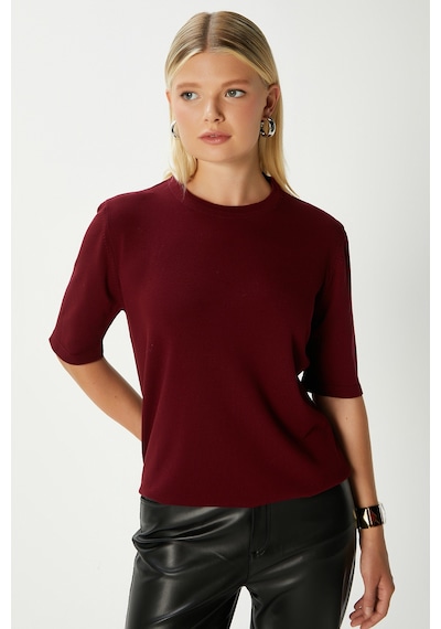 Ritnice Viscose Doku Next Premium Selection Bordo Yarım Kol Triko Kazak Bordo