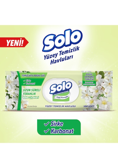 Solo Doğal Güç Bahar Çiçekleri Yüzey Temizleme Mendili 4'lü 400 Yaprak Beyaz