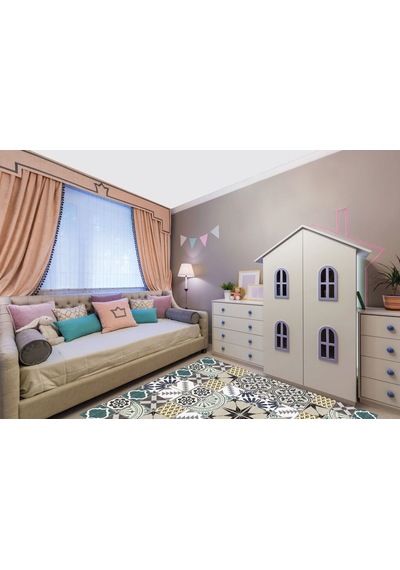 Tink Kendinden Yapışkanlı Retro Yeşil Desenli Pvc Karo Kaplama 10x10 Cm 20'li Paket