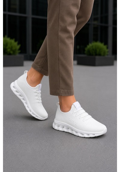 Homiro Unisex Triko Sneaker Hafif Taban Günlük Spor Ayakkabı Beyaz