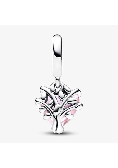 Nur Silver Pembe Aile Ağacı Ve Kalp Sallantılı Charm Nur-cm00453 Gümüş