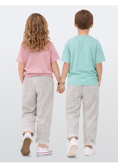 Erkek Kız Çocuk Unisex Pantolon Dokuma Bol Kesim Duble Paça İlkbahar/Yaz 2-8 Yaş