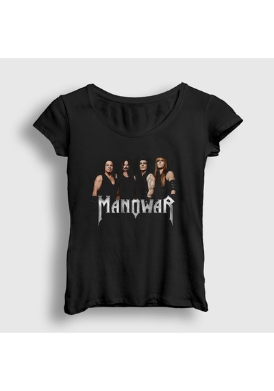 Presmono Kadın Band Manowar T-shirt Siyah