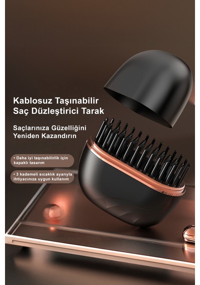 Negatif İyon Mini Kablosuz Taşınabilir Seramik Kaplama Düzleştirici Tarak