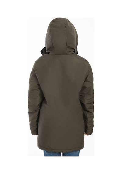 Spor Kadın Polarlı Su Ve Rüzgar Geçirmez Kapüşonlu Kışlık Mont & Kaban & Parka-201 Haki