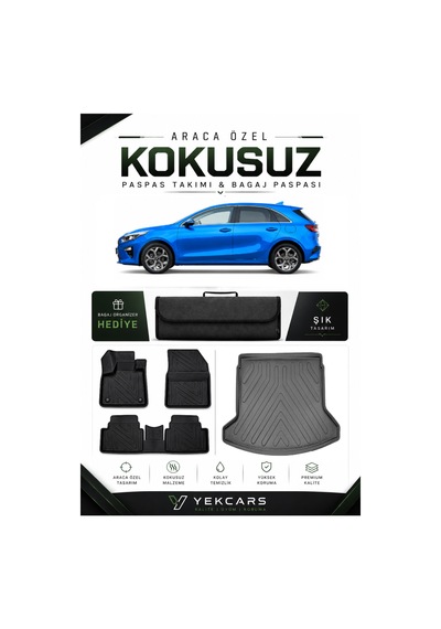 Kia Ceed Hatchback 2018 Model Aracınıza Özel 4d Karbonlu Kauçuk Paspas Takımı Ve Bagaj Havuzu